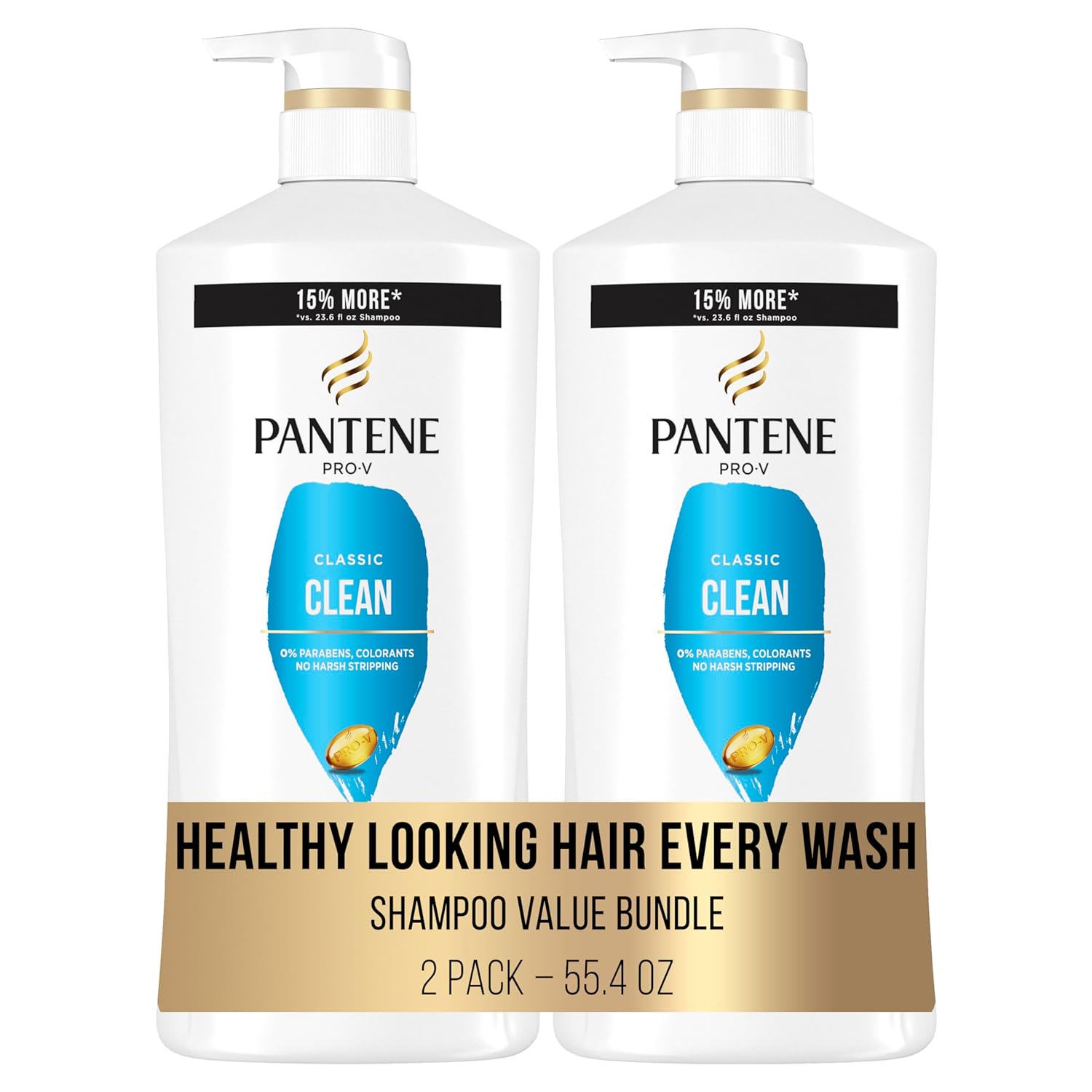 Pantene Shampoo Twin Pack With Hair Treatment, Classic Clean,55.9 Fluid Ounces