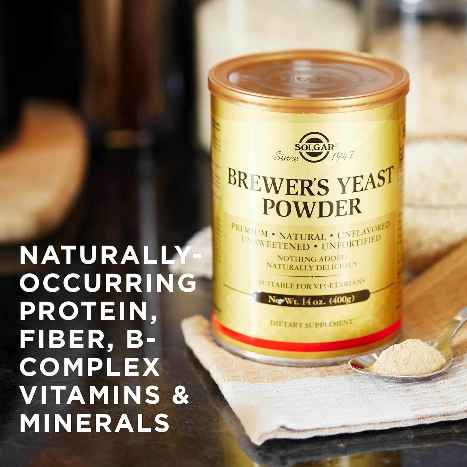 Solgar Brewer'S Yeast Powder - 14 Oz, Pack Of 2 - Natural, Unflavored & Unsweetened - Suitable For Vegetarians - 26 Servings