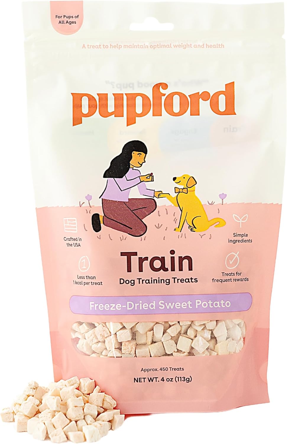 Pupford Freeze Dried Training Treats For Dogs & Puppies, 450+ One Ingredient Bites (Sweet Potato, 4 Oz)