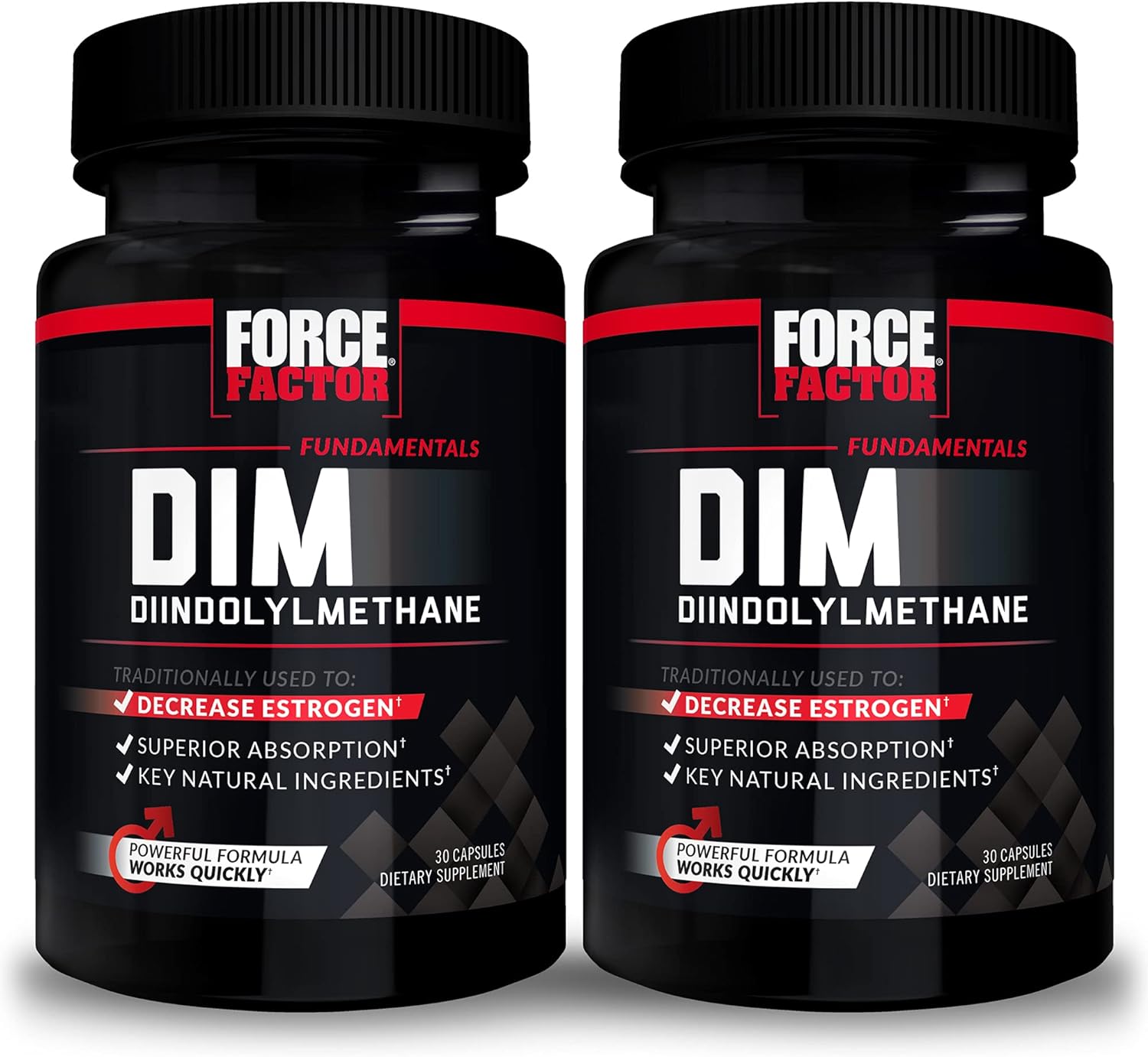 Force Factor DIM, 2-Pack, Pills to Decrease Estrogen in Men, Diindolylmethane Supplement with Key Natural Ingredients and Superior Absorption, Diindolylmethane 300mg, Works Fast, 60 Capsules
