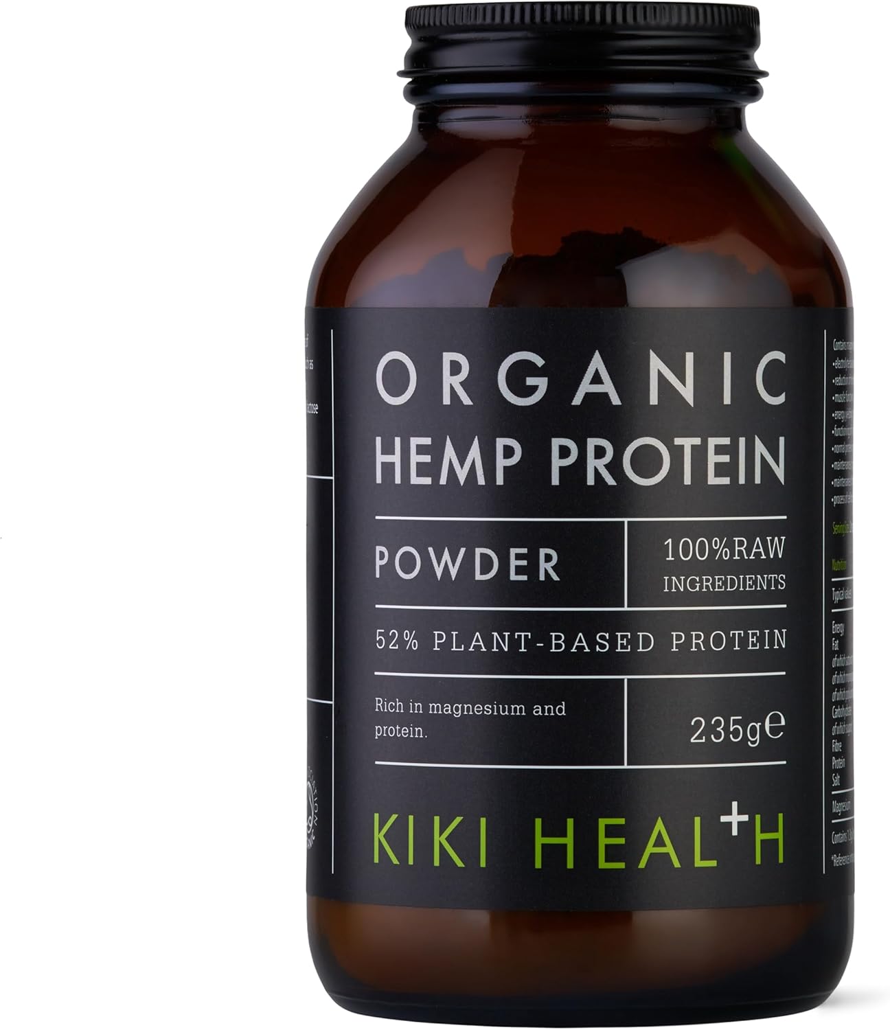 Kiki Health - Organic Hemp Protein - Plant-Based Protein Powder - Rich In Magnesium And Omega 3 - Contains All 21 Amino Acids And 8 Essential Fatty Acids - Post Workout Shake - 235G