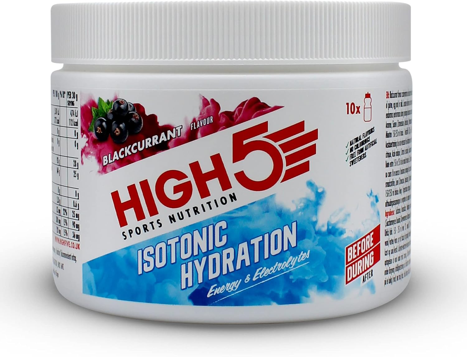 HIGH5 Hydration Energy Drink Powder | Isotonic Electrolyte Hydration | 28 g Carbs | 25mg Magnesium | Added Postbiotics | Zero Fat | (Blackcurrant, 300g)