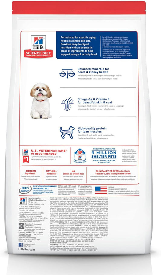Hill'S Science Diet Adult 7+, Senior Adult 7+ Premium Nutrition, Small Kibble, Dry Dog Food, Chicken, Brown Rice, & Barley, 15 Lb Bag