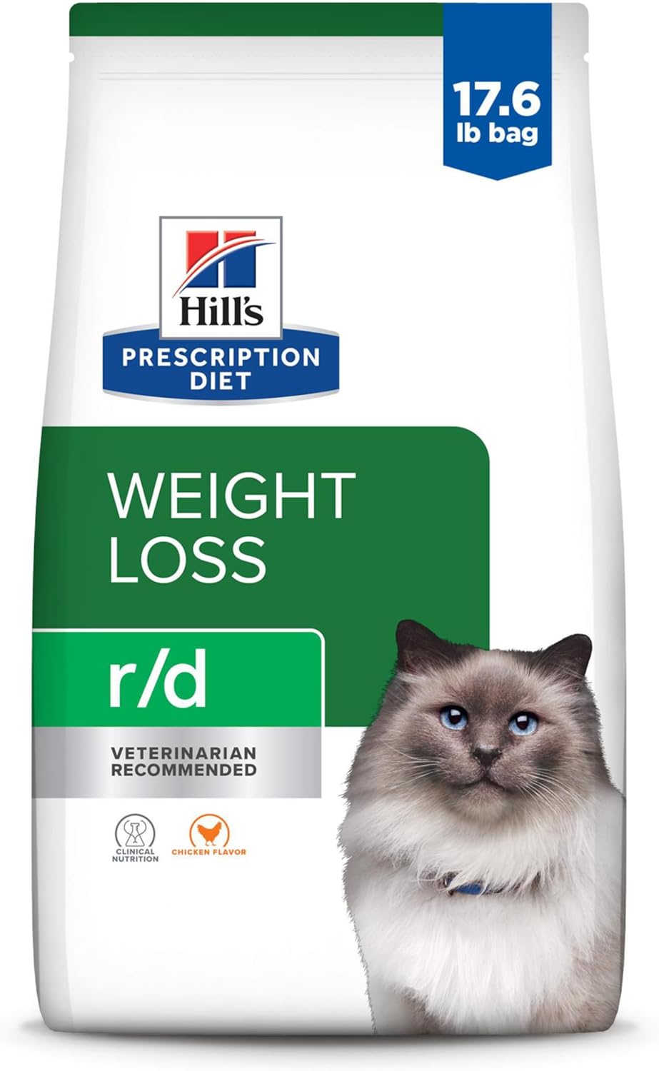 Hill'S Prescription Diet R/D Weight Reduction Chicken Flavor Dry Cat Food, Veterinary Diet, 17.6 Lb. Bag
