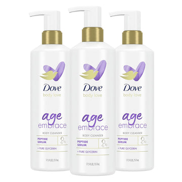 Dove Body Love Body Cleanser Age Embrace 3 Count For Maturing Skin Body Wash With Peptides And Pure Glycerin 17.5 Fl Oz