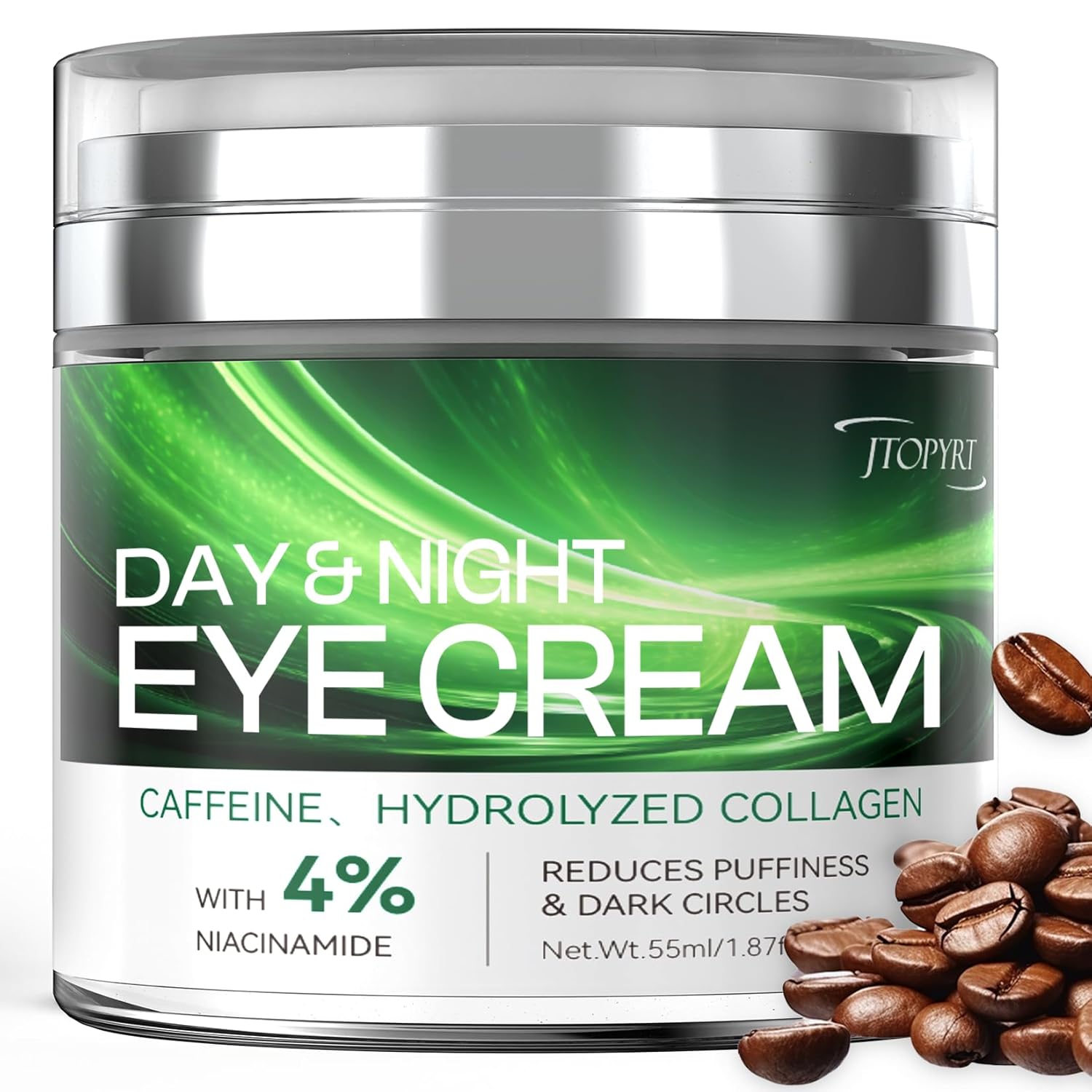 Eye Cream For Dark Circles: Caffeine Eye Cream With Hyaluronic Acid Vitamin E Collagen For Anti-Aging Dark Circles Eye Bags Puffiness Eye Lift Treatment For Men Women Day And Night 1.87Oz