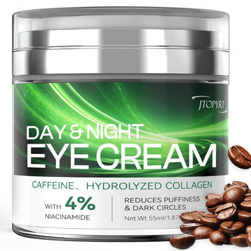 Eye Cream For Dark Circles: Caffeine Eye Cream With Hyaluronic Acid Vitamin E Collagen For Anti-Aging Dark Circles Eye Bags Puffiness Eye Lift Treatment For Men Women Day And Night 1.87Oz