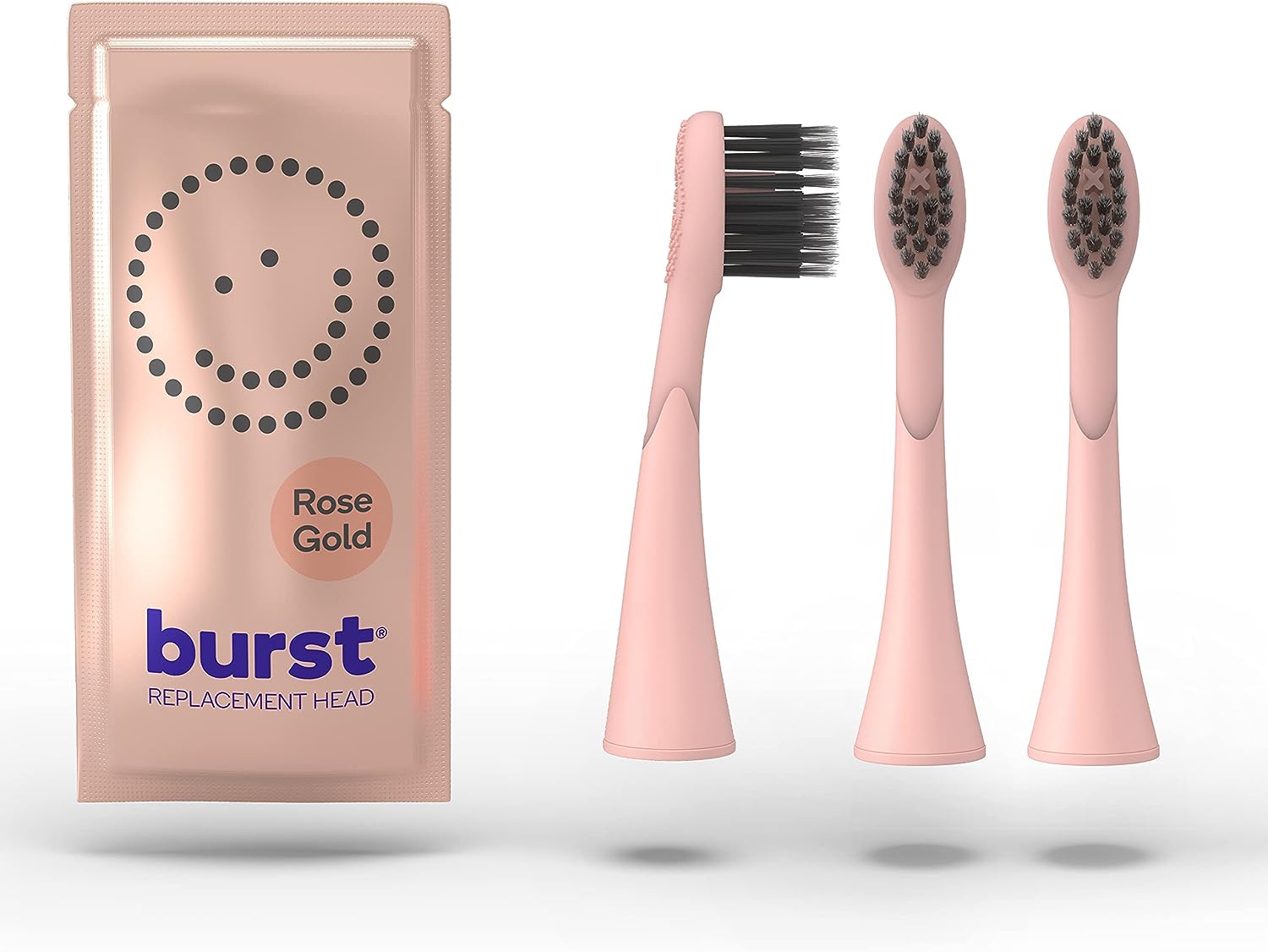 BURST Toothbrush Heads - Genuine BURST Electric Toothbrush Replacement Heads for BURST Sonic Toothbrush – Ultra Soft Bristles for Deep Clean, Stain & Plaque Removal - 3-Pack, Rose Gold