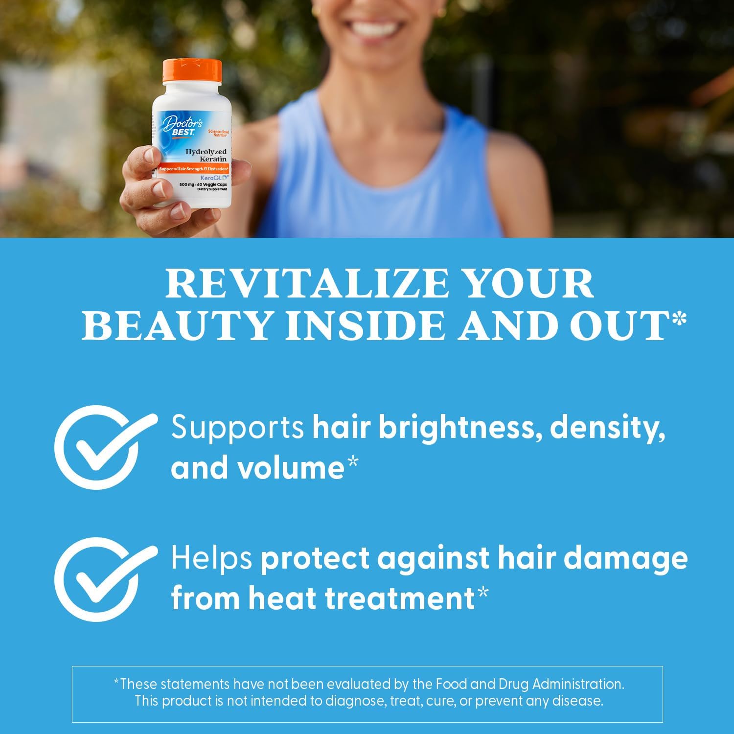 Doctors Best Hydrolyzed Keratin, Supports Hair Strength & Hydration, Non-Gmo, Gluten Free, Soy Free 60 Veggie Caps : Beauty & Personal Care