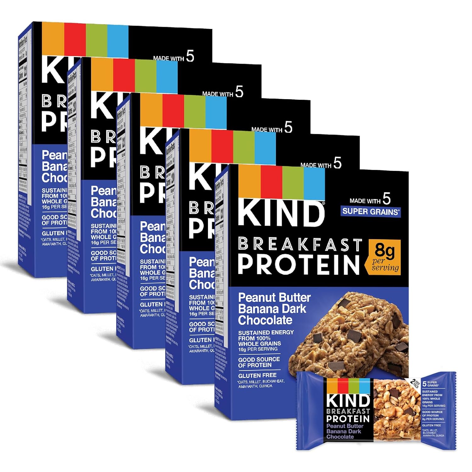 Kind Breakfast, Healthy Snack Bar, Peanut Butter Banana Dark Chocolate, Gluten Free Breakfast Bars, 8G Protein, 1.76 Oz Packs (30 Count)