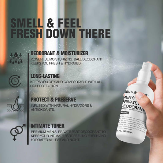 Men'S Deodorant Spray For Intimate Areas - Anti-Chafing, Hydrating & Refreshing - With Aloe Vera & Witch Hazel - All Skin Types - Vegan - Bergamot Noir Scent - 4Oz