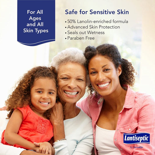 Lantiseptic Moisture Shield Original Skin Protectant – 50% Lanolin Enriched Skin Protectant Barrier Cream For Incontinence – Paraben Free, 1 Jar, 12Oz