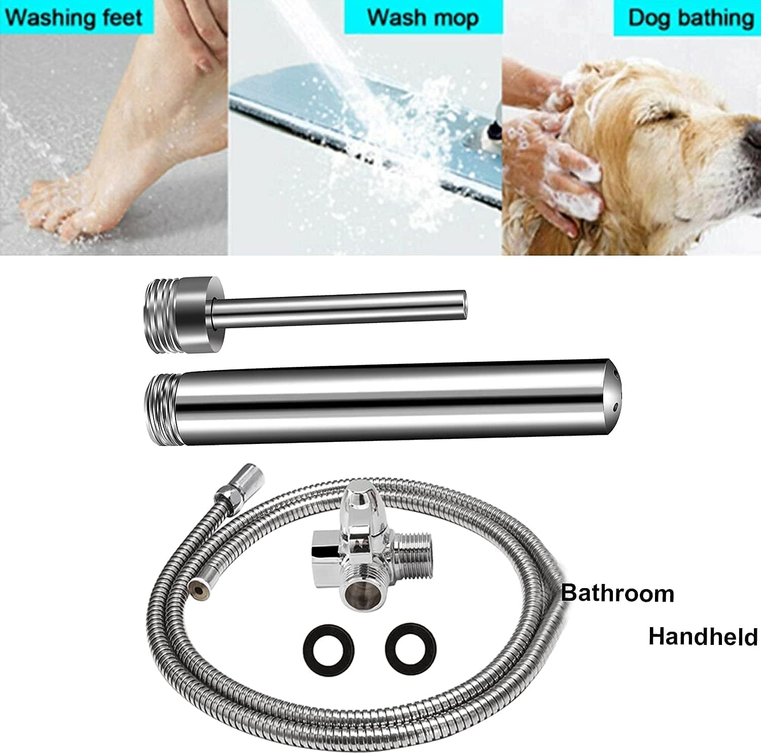 4 Pcs Shower Enema System, STARHAND 6-Foot Shower Douche Enema Kit with 2 Bathroom Handheld Nozzles and Regulator Knob for Men Women Cleaning : Health & Household