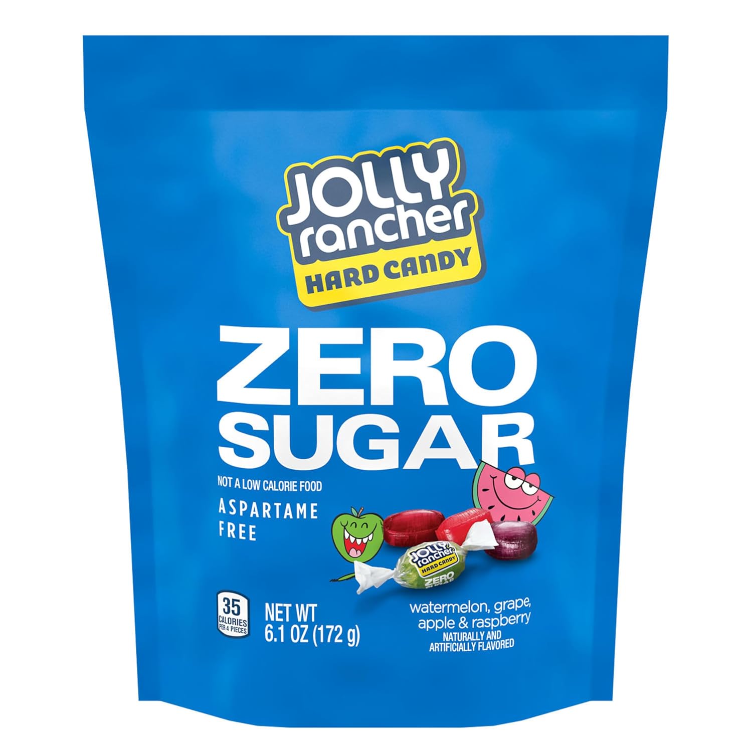 Jolly Rancher Zero Sugar Assorted Fruit Flavored Hard Candy Bag, 6.1 Oz