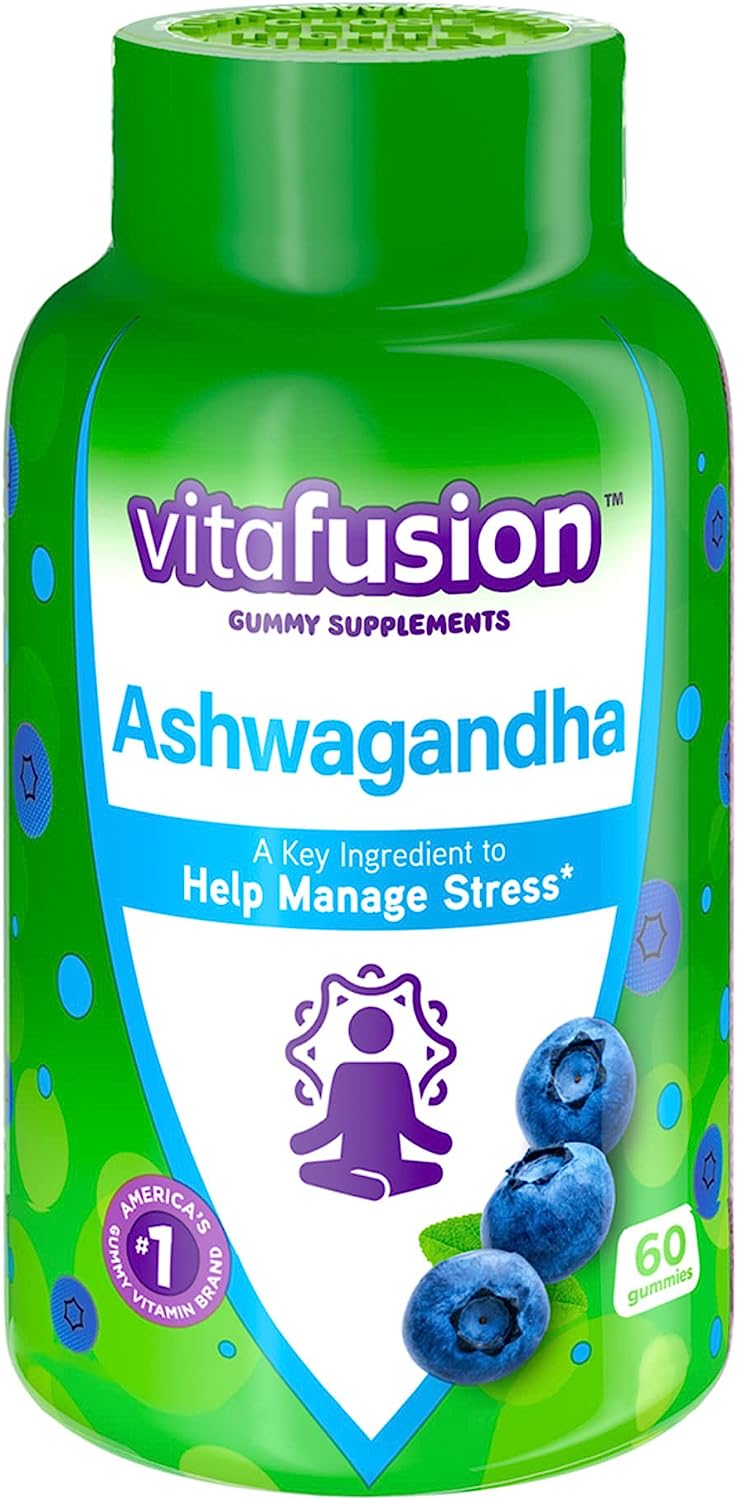 Vitafusion Ashwagandha Gummies ?Clinically Shown Adaptogen Sensoril Ashwagandha 125mg Per Serving ? Help Manage Stress ? Chewable Gummy Vitamins/ Alternative to Liquid Capsules Drops Powder, 60 Count