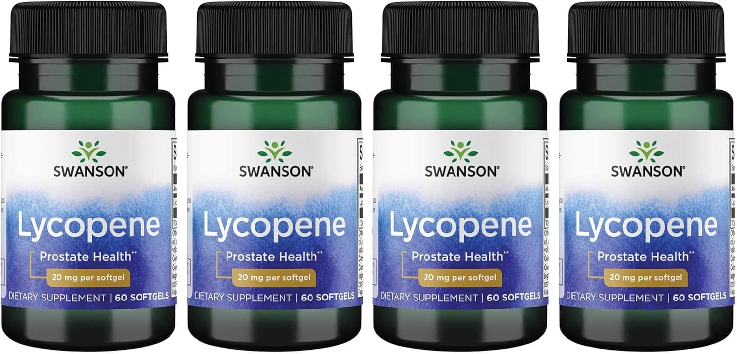 Swanson Lycopene - Natural Supplement Promoting Prostate Health, Heart Health, & Supports Blood Pressure Within The Normal Range - Mens Health Supplement - (60 Softgels) 4 Pack