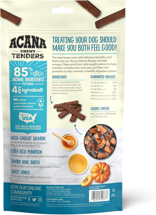 ACANA Chewy Tenders Dog Treats, Salmon, High Protein Dog Treats, 4oz