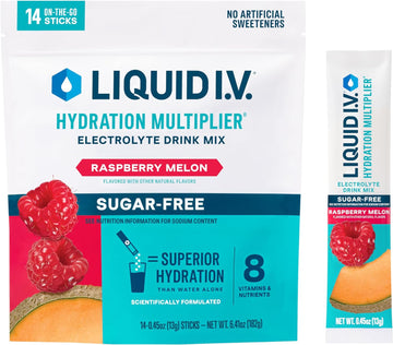 Liquid I.V.® Hydration Multiplier® Sugar-Free - Raspberry Melon - Hydration Powder Packets | Electrolyte Powder Drink Mix | Convenient Single-Serving Sticks | Non-Gmo | 14 Servings (Pack Of 1)