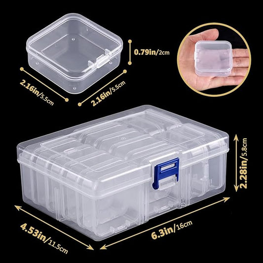 VALUEVIBES Small Bead Organizer Box – Clear Plastic Storage Containers with Hinged Lid | Mini Storage Box for Jewelry Making, Beading Crafts, Screws
