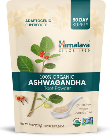 Himalaya Organic Ashwagandha Powder, Adaptogenic Superfood for Protein Shakes & Smoothies, 7.9 oz, 3 Month Supply