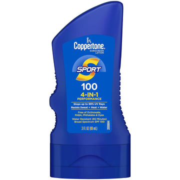 Coppertone SPORT Sunscreen SPF 100 Lotion, Water Resistant Sunscreen, Body Travel Size 3 Fl Oz
