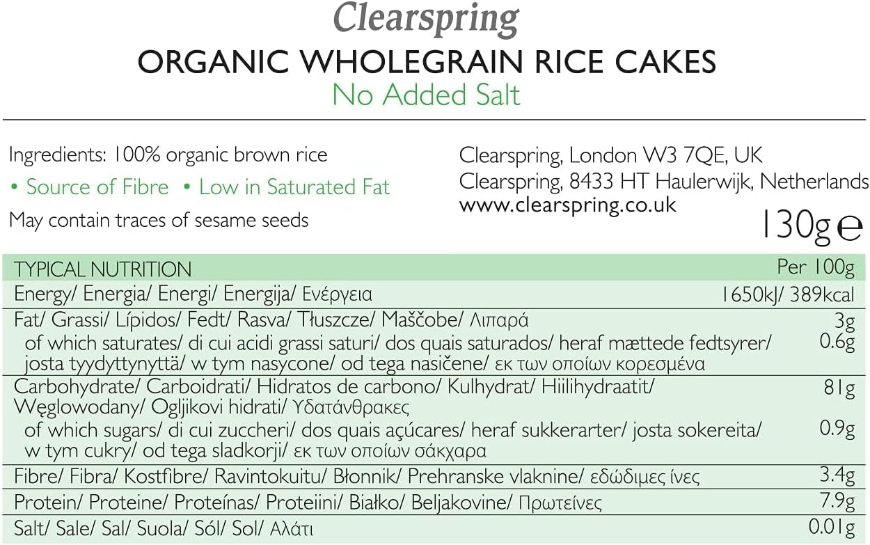 Clearspring Organic Rice Cakes - No Added Salt : Amazon.co.uk: Grocery