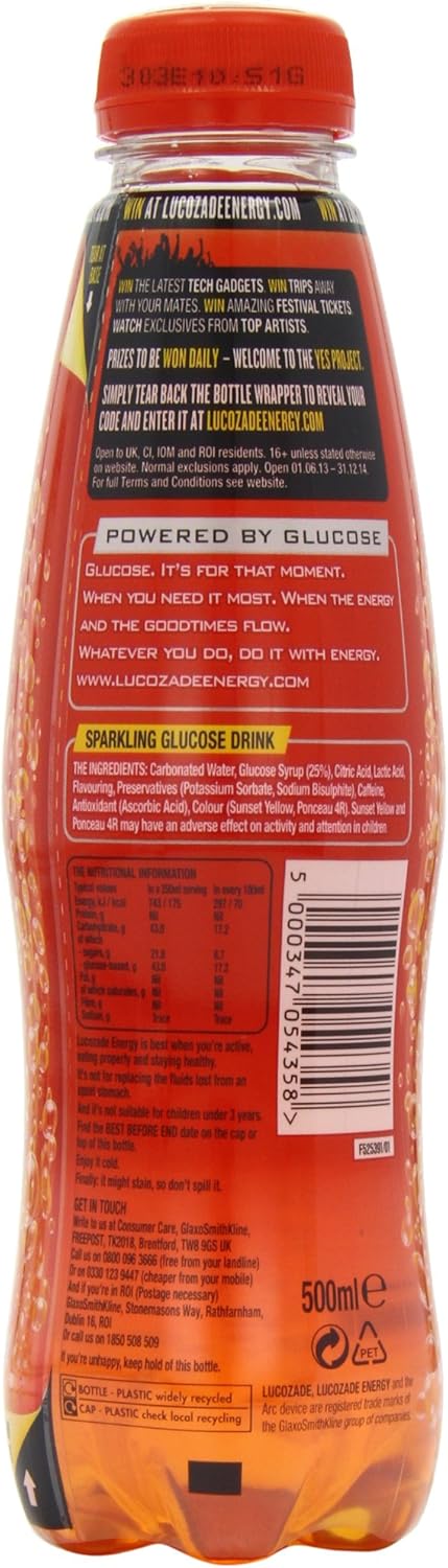 Lucozade Energy Original Drink 500 Ml (Pack Of 12)