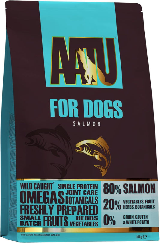 AATU 80/20 Complete Dry Dog Food, Salmon 10kg - Dry Food Alternaitve to Raw Feeding, High Protein. No Nasties, No Fillers?AF10