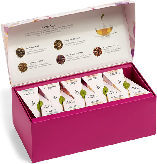 Tea Forte Mariposa Tea Sampler With 20 Pyramid Tea Infuser Bags - Fruit, Herb And Flower Tea - Presentation Box Assorted Variety Tea Gift Set