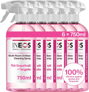 Ineos Next-Gen Cleaning Antibac Spray, 4.5L (750Ml X 6), Multi-Room, Plant Powered, Limescale + Grease Remover, Kills 99.9% Of Bacteria + Viruses, Sea Minerals + Wild Jasmine