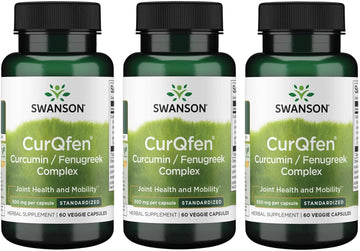 Swanson Controlled Release Curqfen Curcumin/Fenugreek Complex 60 Veg Capsules (3 Pack)