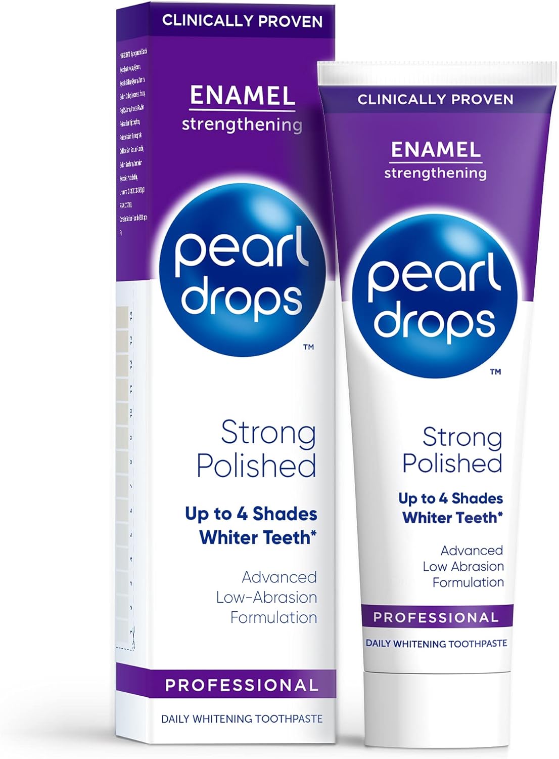 Pearl Drops Strong White Toothpaste, Polished Mint Flavour, Clinically Proven Whitening, Low Abrasion, Daily Use Formula, 75Ml