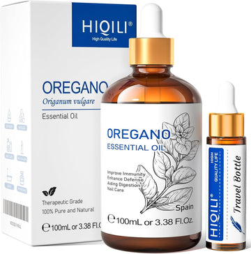 HIQILI Oregano Essential Oil (100ML), 100% Pure Natural Oregano Oil for Diffuser, Cleaning - 3.38 Fl Oz