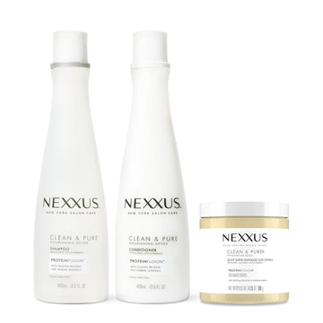 Nexxus Clean & Pure Hair Regimen Pack Shampoo, Conditioner And Scrub Detox Hair Products Sulfate Free, Silicone Free, Paraben Free 3 Count