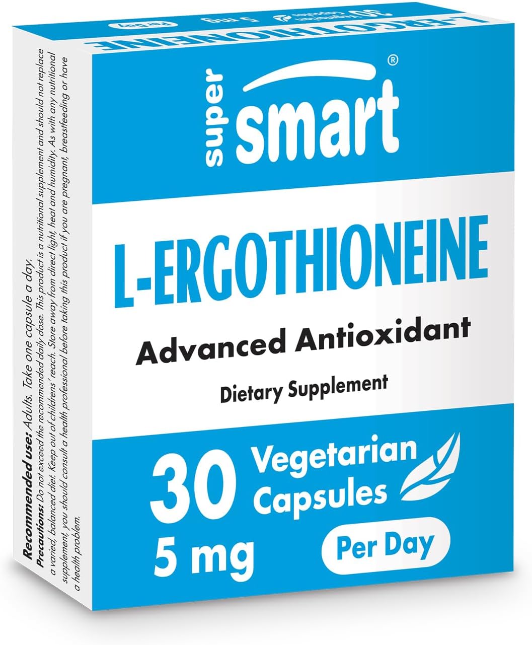 Supersmart L-Ergothioneine Supplement 5Mg Per Day (Advanced Antioxidant) | Non-Gmo - 30 Vegetarian Capsules