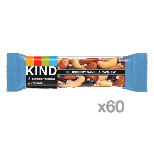 Kind Healthy Snack Bar, Blueberry Vanilla Cashew, 5G Protein, Gluten Free Bars, 1.4 Oz, (60 Bars)