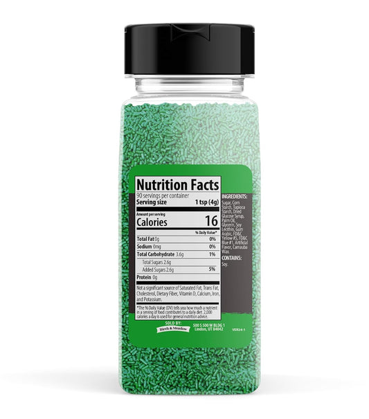 Birch & Meadow Green Sprinkles,12.8 Oz, Fun & Decorative Topping, Crunchy Texture