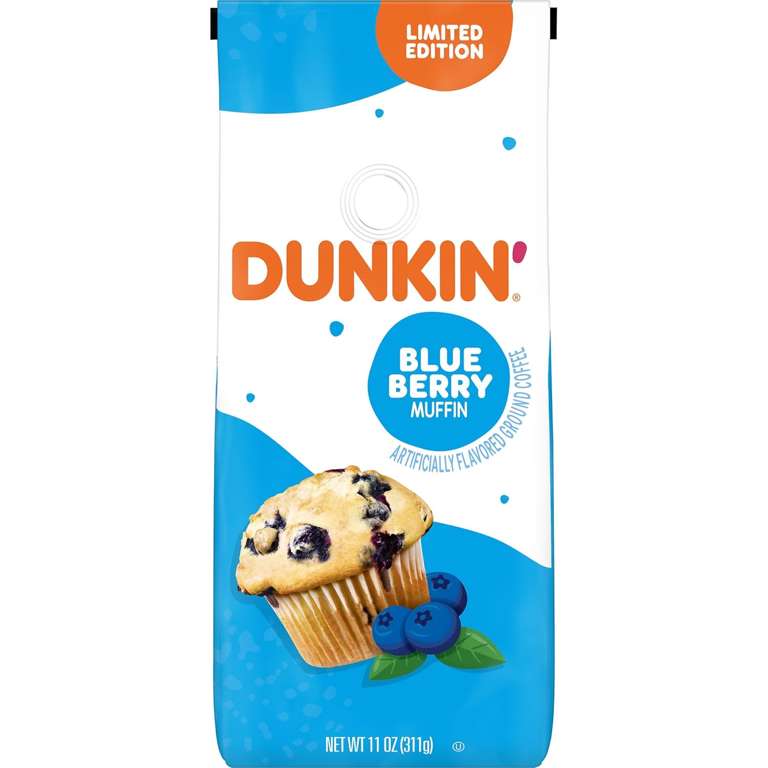 Dunkin' Blueberry Muffin Flavored Ground Coffee, 11 Ounce