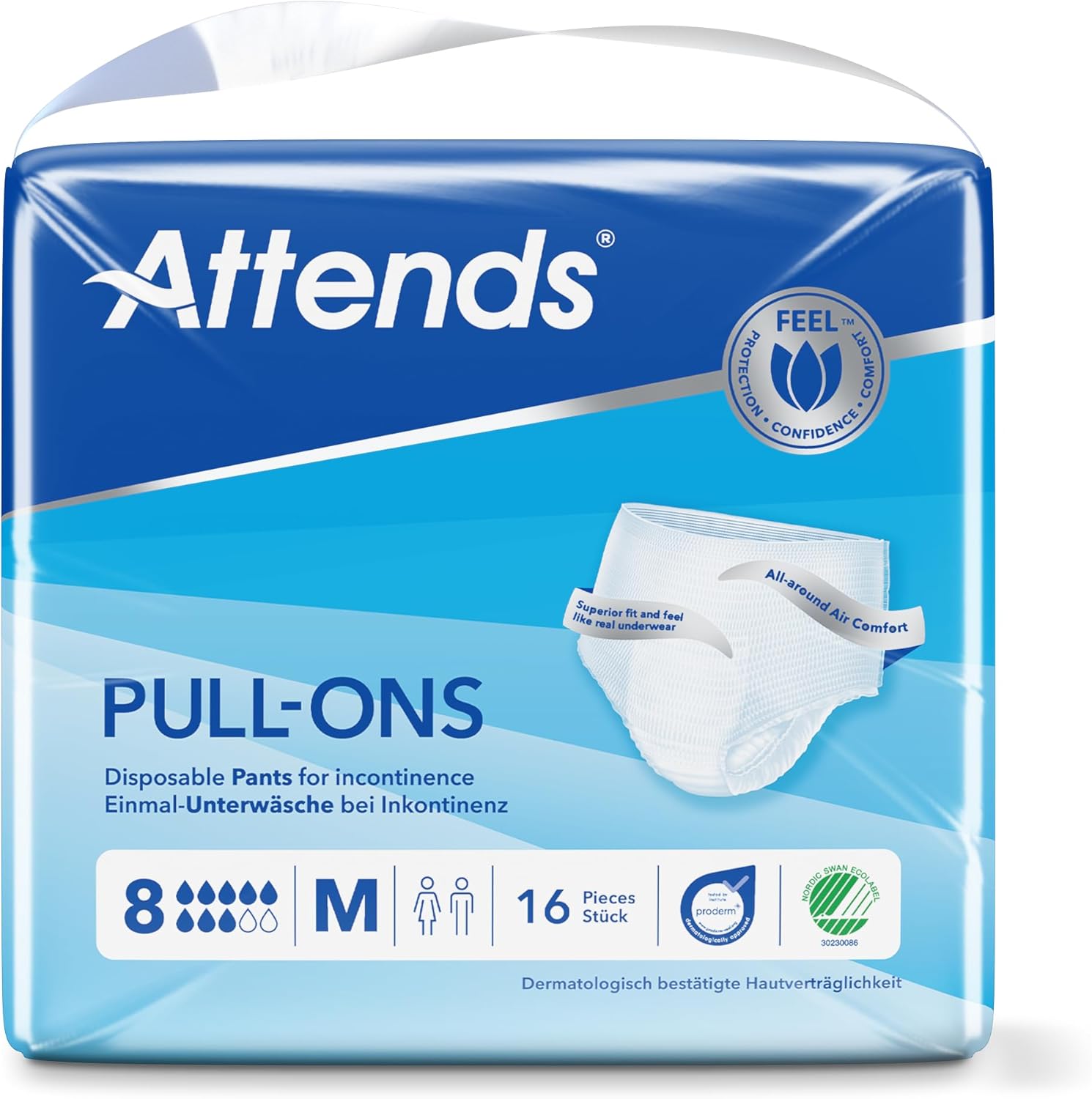 Attends Pull-Ons 8 Medium, 64 Units (4 Packs Of 16)