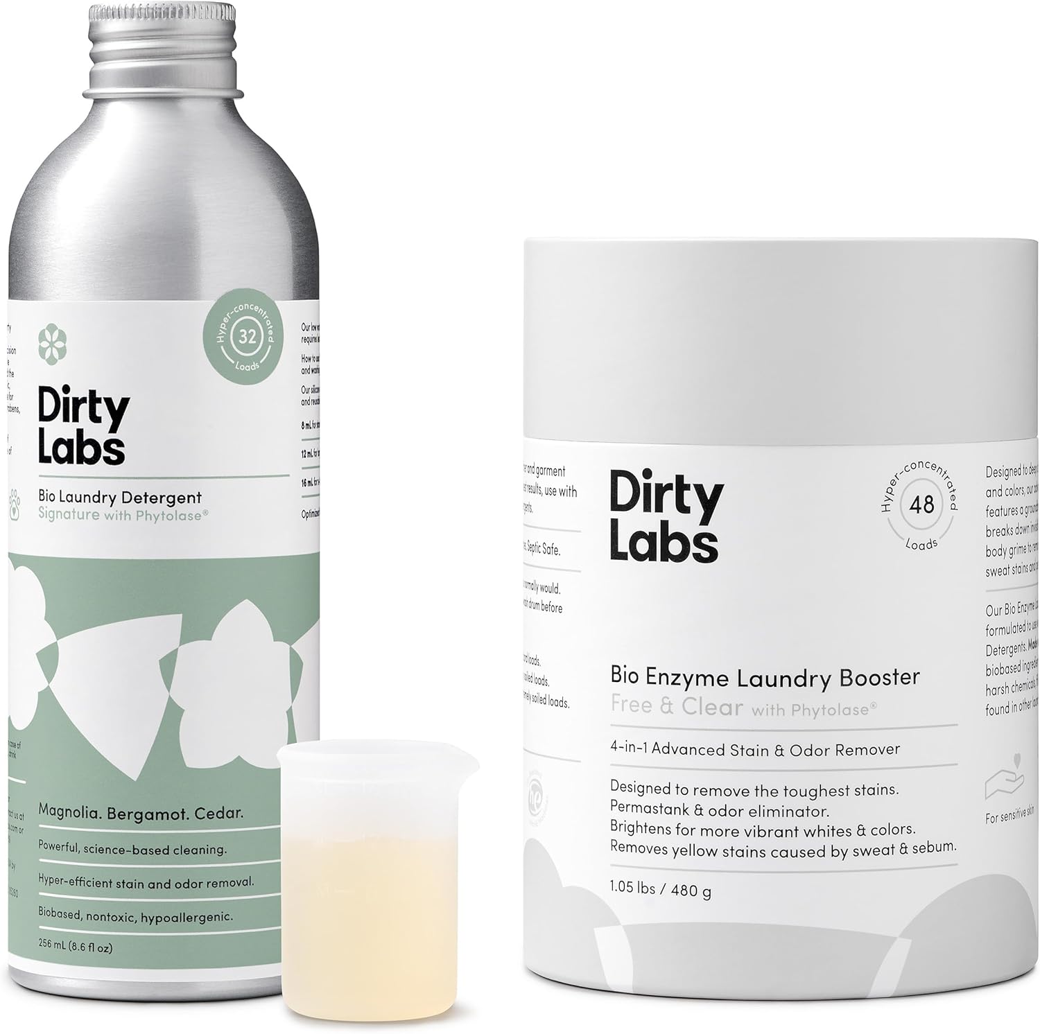 Dirty Labs | Bio-Enzyme Laundry Starter Kit | Signature Detergent (32 Loads) & Bio Enzyme Booster (48 Loads) | Hyper-Concentrated | High Efficiency & Standard Machine Washing | Nontoxic, Biodegradable