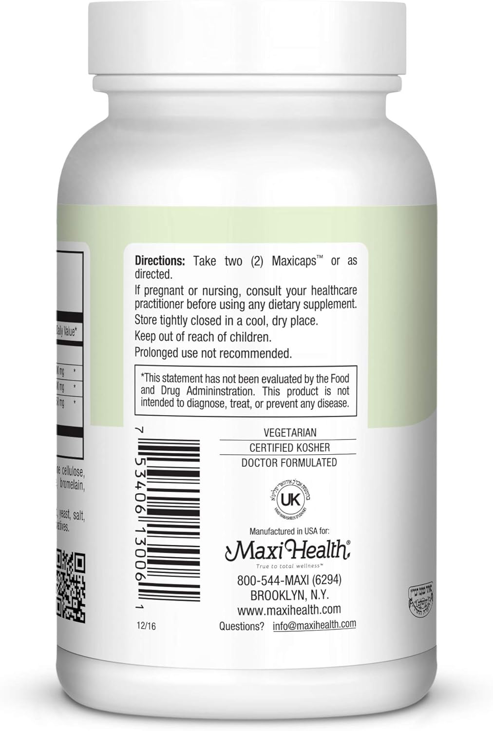 Maxi Health Echinacea - 4% Echinacosides Standardized Extract - Immune Boost - 60 Capsules - Kosher (QECH) : Health & Household