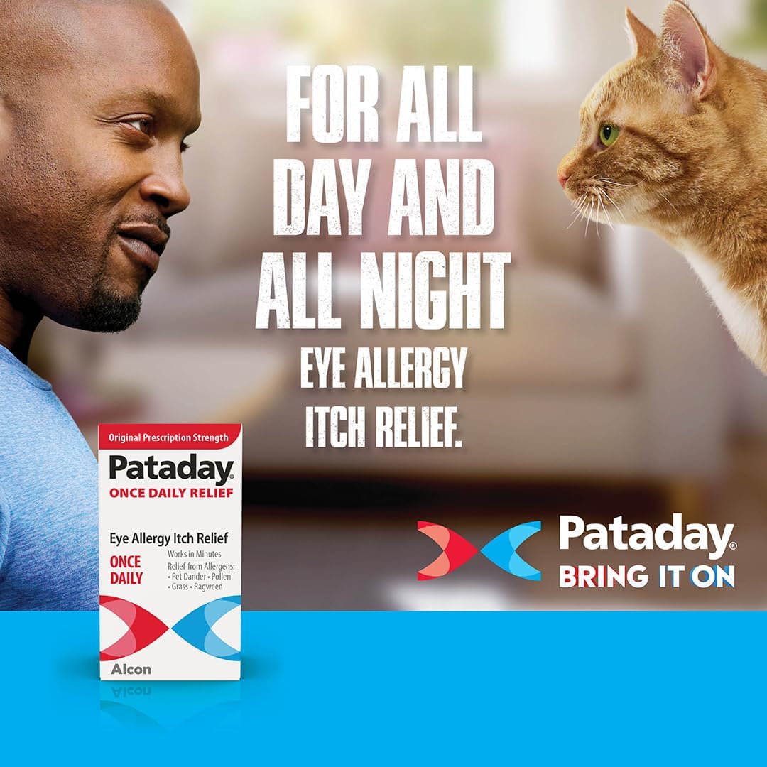 Pataday Once Daily Relief Allergy Eye Drops by Alcon, for Eye Allergy Itch Relief, 2.5 ml (Pack of 2) : Health & Household