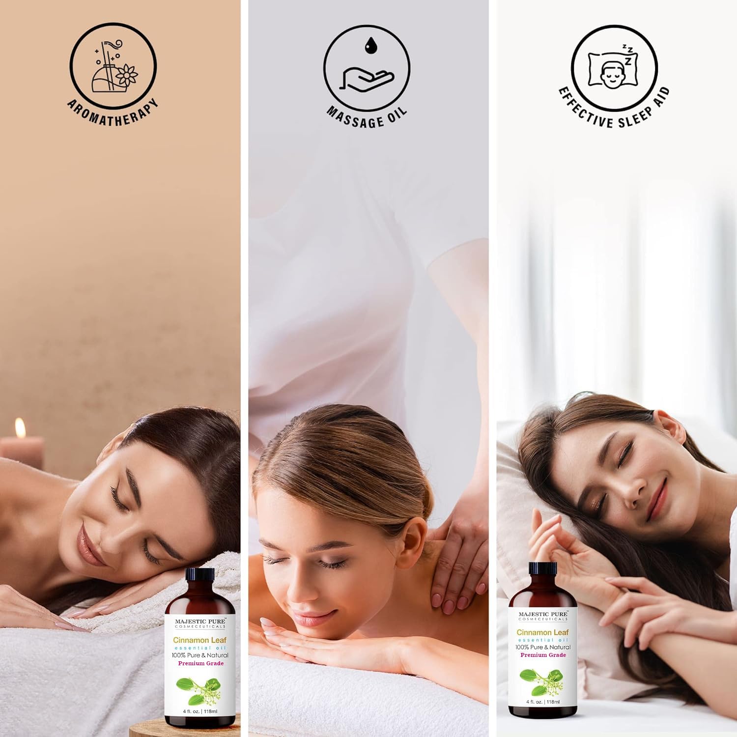 MAJESTIC PURE Cinnamon Essential Oil, Premium Grade, Pure and Natural Premium Quality Oil, 4 Fl Oz : Health & Household