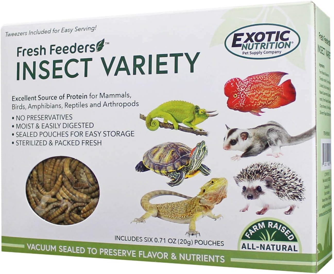 Fresh Feeders (Insect Variety) - All Natural High Protein Insect Treat - Single Serving Pouches - Chickens, Wild Birds, Hedgehogs, Bluebirds, Reptiles, Sugar Gliders, Opossums, Skunks, Lizards : Pet Supplies