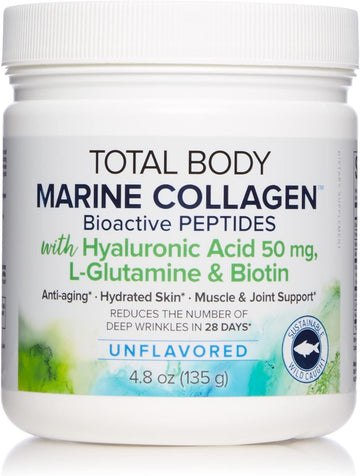Natural Factors, Total Body Marine Collagen, Bioactive Peptides Powder For Healthy Skin, Hair & Joints, Unflavored, 4.8 Oz