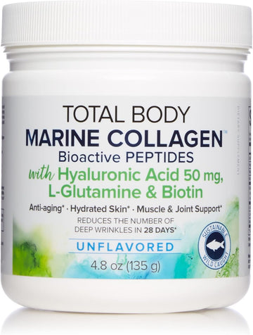 Natural Factors, Total Body Marine Collagen, Bioactive Peptides Powder For Healthy Skin, Hair & Joints, Unavored, 4.
