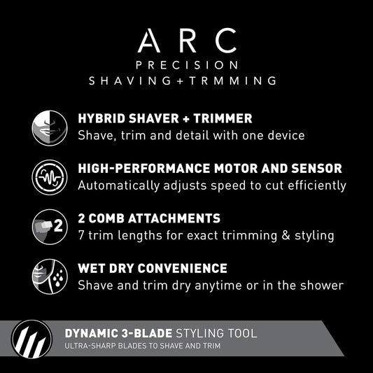 Panasonic Hybrid Wet Dry Shaver, Trimmer & Detailer with Two Adjustable Trim Attachments, Pop-up Precision Detail Trimmer & Shave Sensor Technology, Cordless Razor for Men, ES-LL41-K, Black