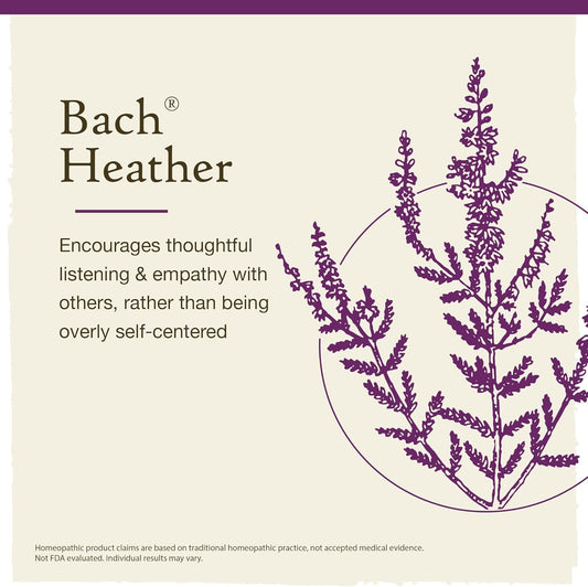 Bach Original Flower Remedies, Heather For Empathy (Non-Alcohol Formula), Natural Homeopathic Flower Essence, Holistic Wellness And Stress Relief, Vegan, 10Ml Dropper