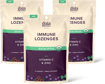 Gaia Herbs Immune Lenges - Immune Support Lenges - USDA Certified Organic - Vitamin C, Zinc - Eucalyptus avor - 3 Pack, 72 Lenges