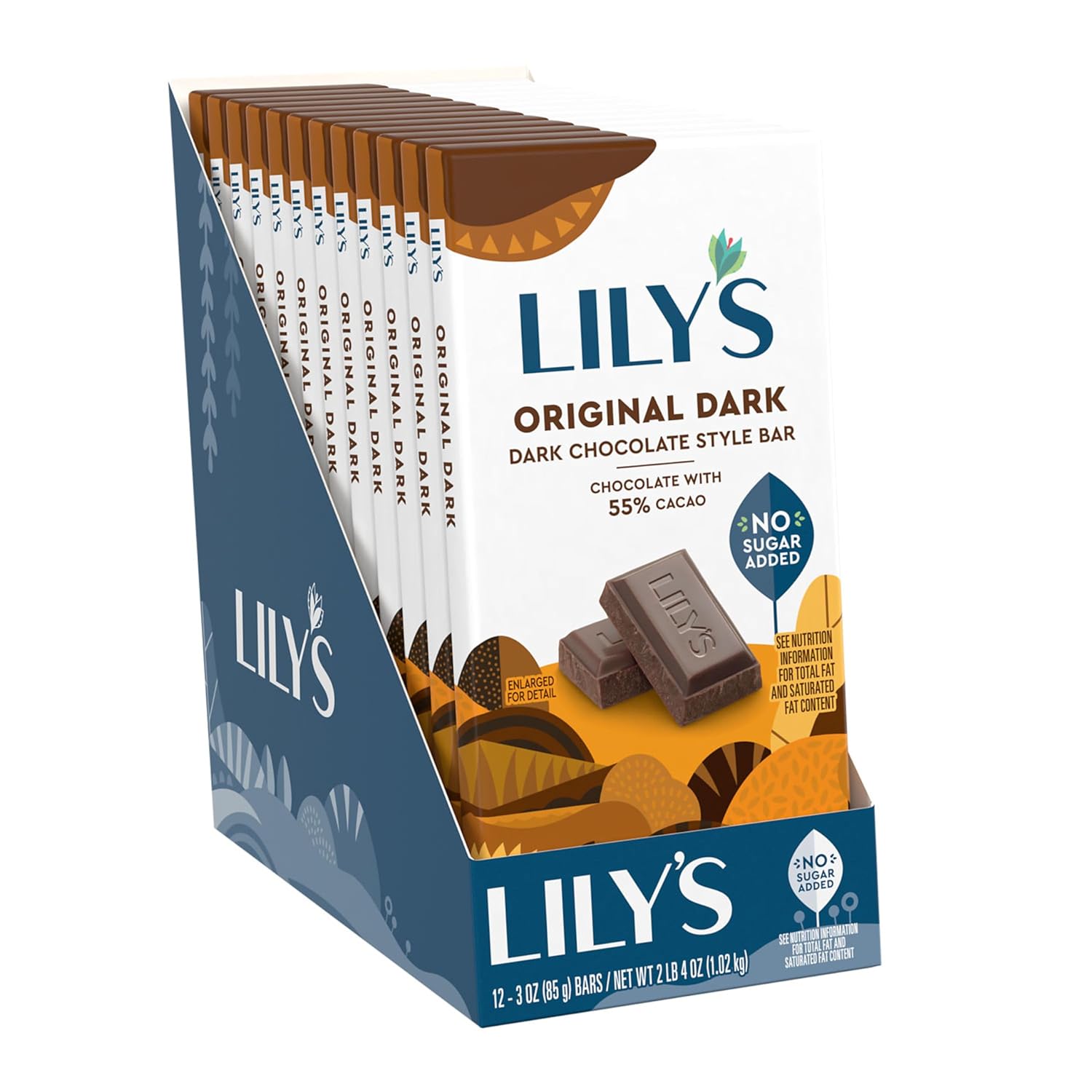 Lily'S Original Dark Chocolate Style No Sugar Added, Sweets Bars, 3 Oz (12 Count)